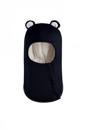 Зимова шапочка-шолом Corona.hm "Ведмедик" з кнопочками синій оксамит