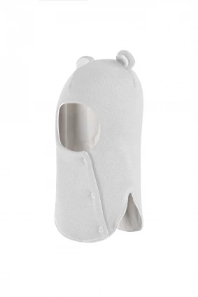 Зимова шапочка-шолом Corona.hm "Ведмедик" з кнопочками молоко