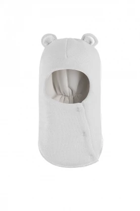 Зимова шапочка-шолом Corona.hm "Ведмедик" з кнопочками молоко