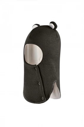 Зимова шапочка-шолом Corona.hm "Ведмедик" з кнопочками графіт