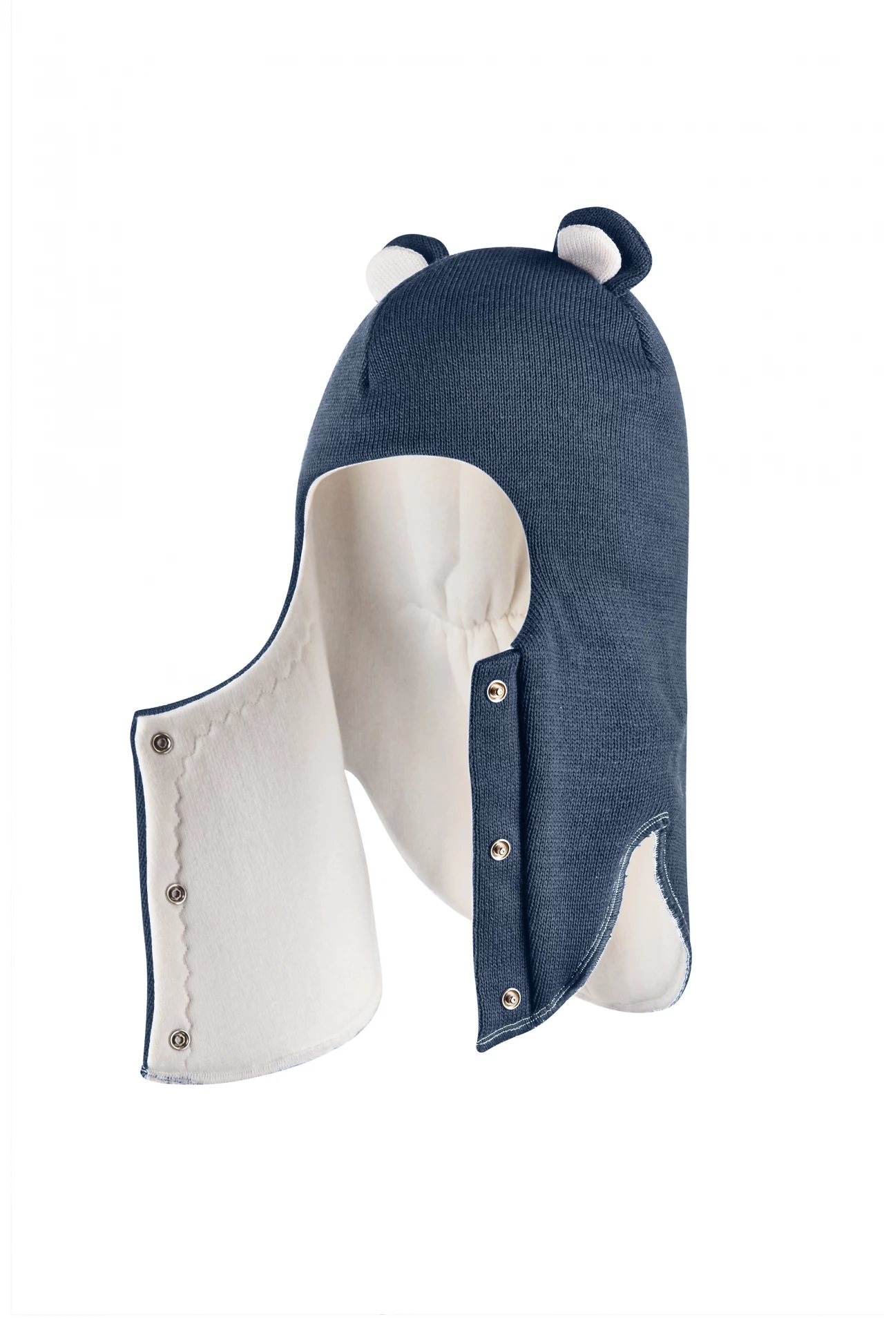 Зимова шапочка-шолом Corona.hm "Ведмедик" з кнопочками джинс