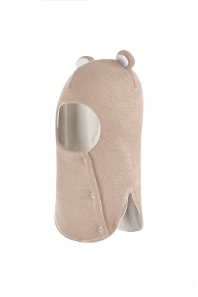 Зимова шапочка-шолом Corona.hm "Ведмедик" з кнопочками беж золотий