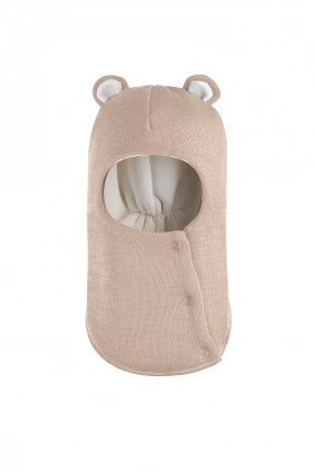 Зимова шапочка-шолом Corona.hm "Ведмедик" з кнопочками беж золотий