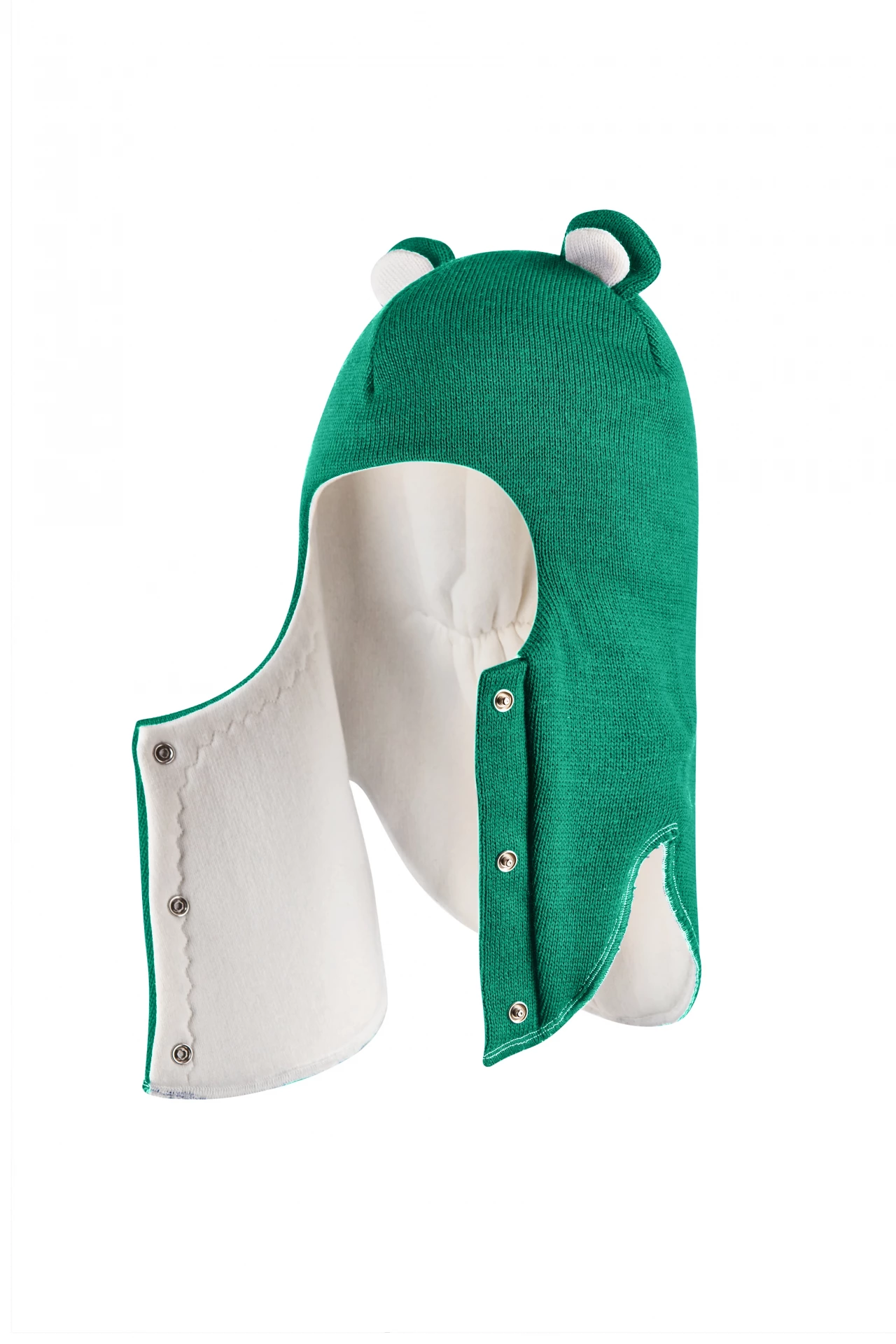Зимова шапочка-шолом Corona.hm "Ведмедик" з кнопочками смарагд