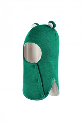 Зимова шапочка-шолом Corona.hm "Ведмедик" з кнопочками смарагд