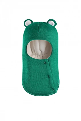 Зимова шапочка-шолом Corona.hm "Ведмедик" з кнопочками смарагд