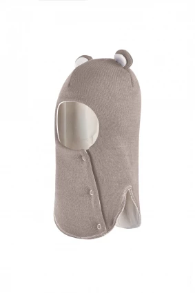 Зимова шапочка-шолом Corona.hm "Ведмедик" з кнопочками капучіно