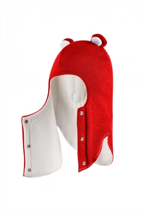 Зимняя шапочка-шлем Corona.hm "Мишутка" на кнопках красный