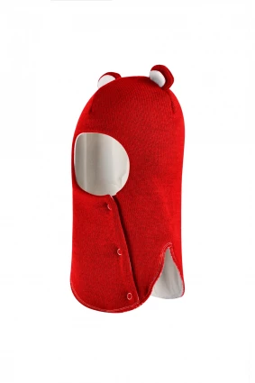 Зимова шапочка-шолом Corona.hm "Ведмедик" з кнопочками червоний