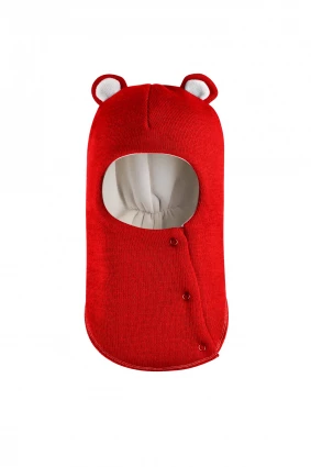 Зимова шапочка-шолом Corona.hm "Ведмедик" з кнопочками червоний