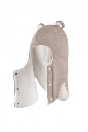 Зимова шапочка-шолом Corona.hm "Ведмедик" з кнопочками лате