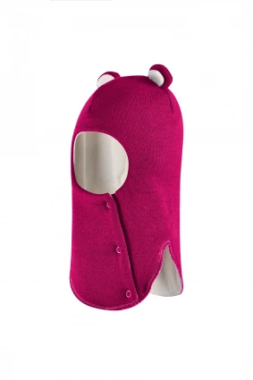 Зимова шапочка-шолом Corona.hm "Ведмедик" з кнопочками малина