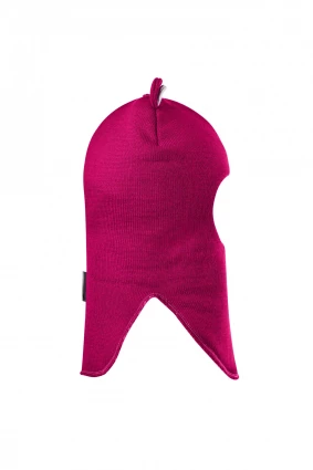 Зимова шапочка-шолом Corona.hm "Ведмедик" з кнопочками малина