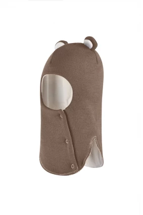 Зимова шапочка-шолом Corona.hm "Ведмедик" з кнопочками молочний шоколад