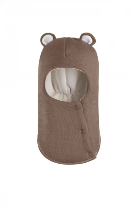 Зимова шапочка-шолом Corona.hm "Ведмедик" з кнопочками молочний шоколад