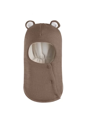 Зимова шапочка-шолом Corona.hm "Ведмедик" з кнопочками молочний шоколад