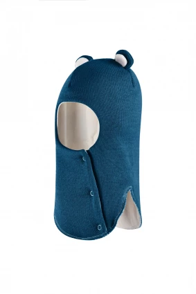 Зимова шапочка-шолом Corona.hm "Ведмедик" з кнопочками морська хвиля