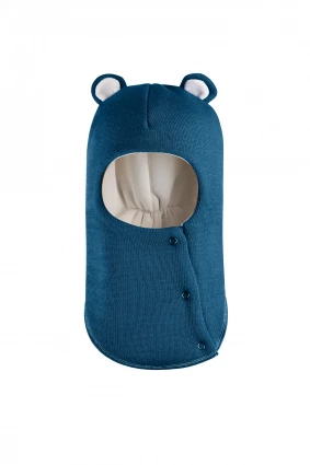 Зимова шапочка-шолом Corona.hm "Ведмедик" з кнопочками морська хвиля