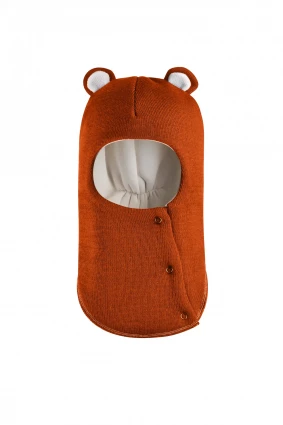 Зимова шапочка-шолом Corona.hm "Ведмедик" з кнопочками помаранчевий