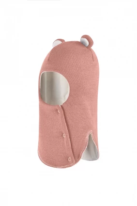 Зимова шапочка-шолом Corona.hm "Ведмедик" з кнопочками пудра