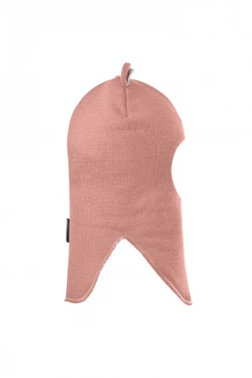 Зимова шапочка-шолом Corona.hm "Ведмедик" з кнопочками пудра