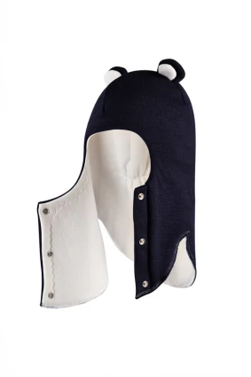 Зимова шапочка-шолом Corona.hm "Ведмедик" з кнопочками синій