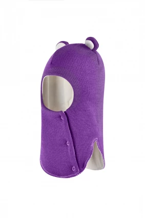 Зимова шапочка-шолом Corona.hm "Ведмедик" з кнопочками фіалка