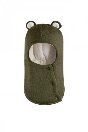 Зимова шапочка-шолом Corona.hm "Ведмедик" з кнопочками хакі