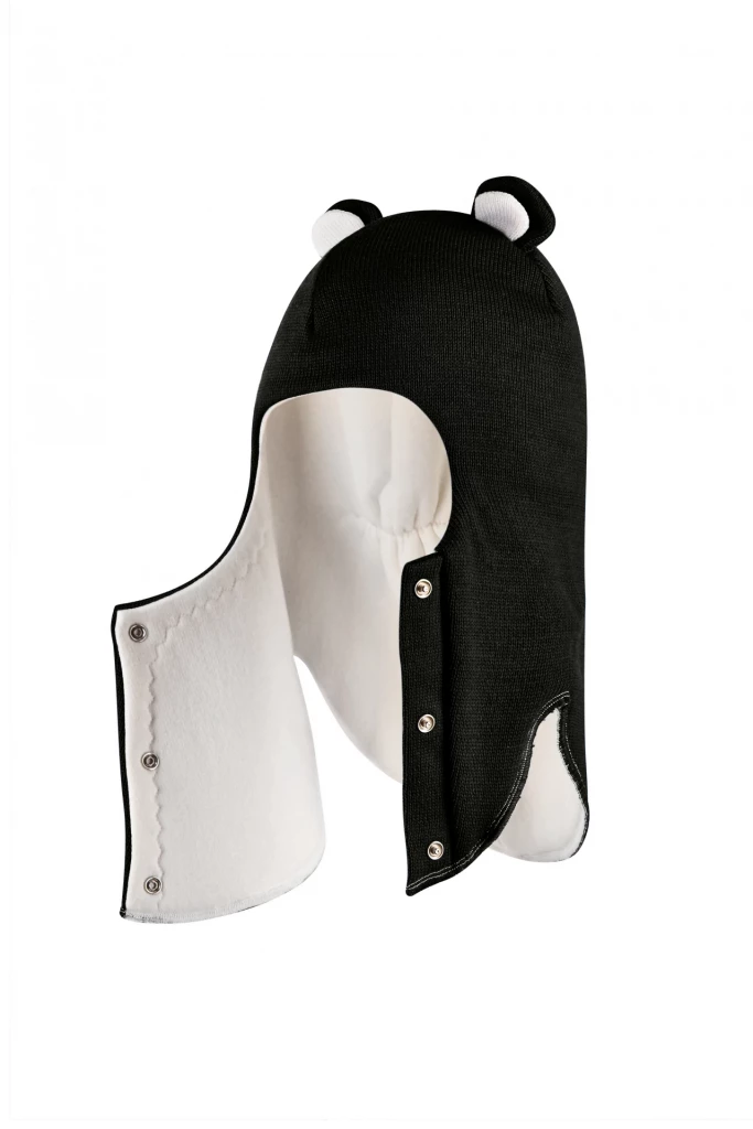 Зимова шапочка-шолом Corona.hm "Ведмедик" з кнопочками чорний