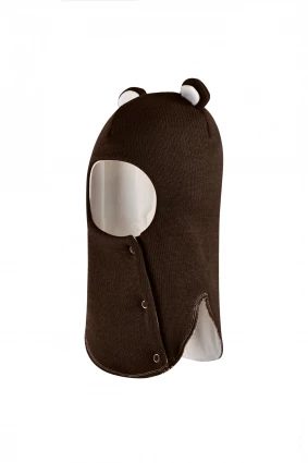 Зимова шапочка-шолом Corona.hm "Ведмедик" з кнопочками шоколад