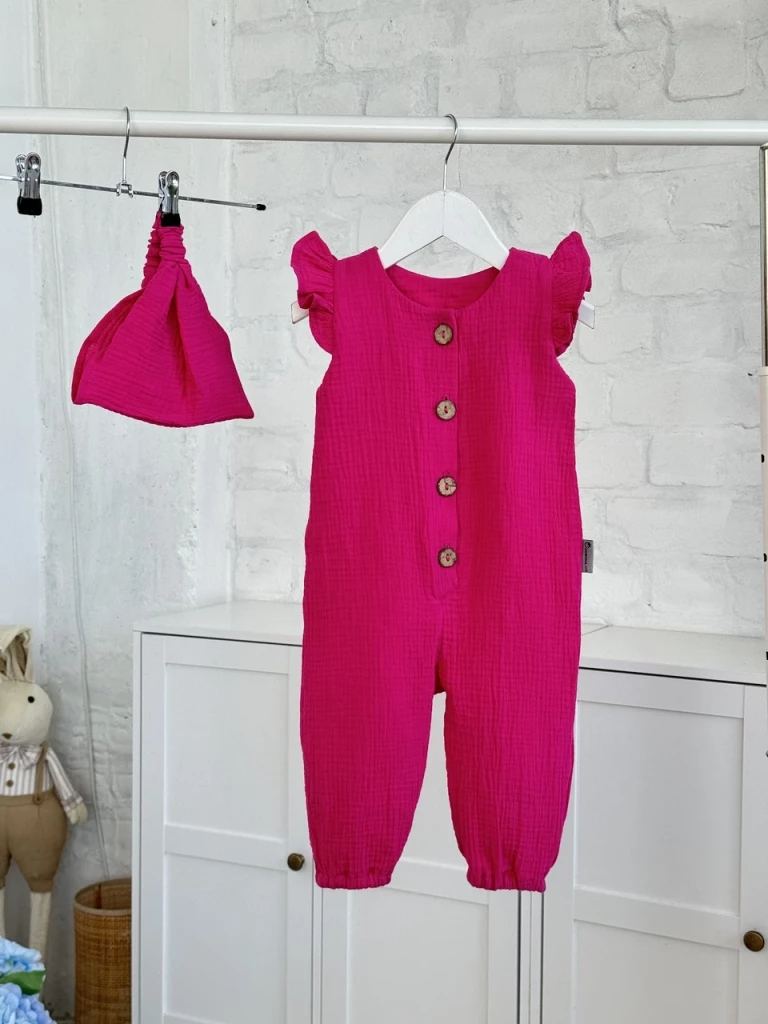 Комбинезон из муслина * Малина* + косынка