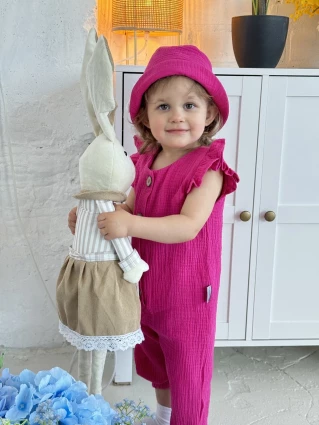 Комбинезон из муслина * Малина* + косынка