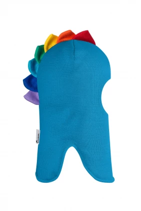 Зимова шапочка-шолом Corona.hm "Міс Діно з гребінцем веселка"  бірюза