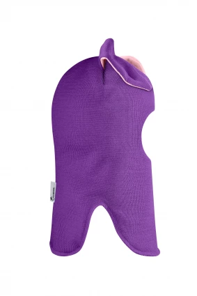 Зимова шапочка-шолом Corona.hm "Зайчик" фіалка рожевий бантик