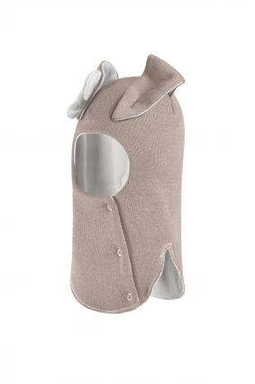 Зимова шапочка-шолом Corona.hm "Зайка" з кнопочками лате білий бантик