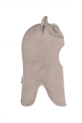 Зимова шапочка-шолом Corona.hm "Зайка" з кнопочками лате білий бантик