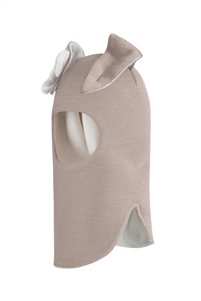 Зимова шапочка-шолом Corona.hm "Зайчик" лате білий бантик