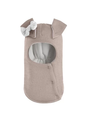 Зимова шапочка-шолом Corona.hm "Зайка" лате білий бантик