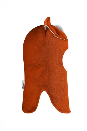 Зимова шапочка-шолом Corona.hm "Зайчик" помаранчевий білий бантик