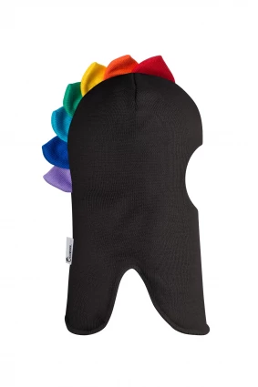 Зимняя шапочка шлем Corona.hm " Дино с  гребешком радуга " графит