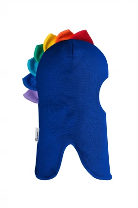 Зимняя шапочка шлем Corona.hm " Дино с гребешком радуга" электрик