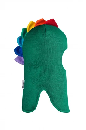 Зимова шапочка-шолом Corona.hm "Діно з гребінцем веселка" смарагд