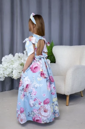 Сукня для дівчинки Corona.hm “Шарм”, півонія на блакитному