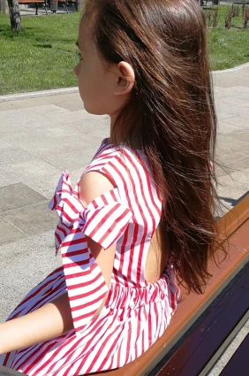 Сукня для дівчинки Corona.hm “Шарм”, червона смужка