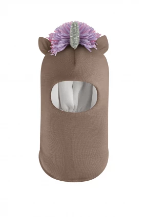 Зимняя шапочка шлем Corona.hm "Единорожка" молочный шоколад