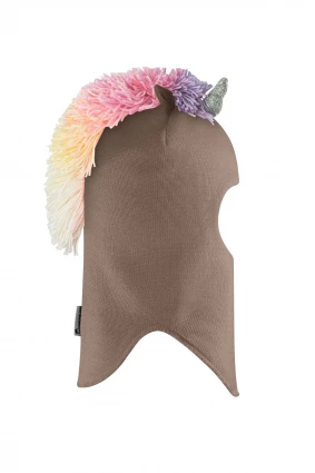 Зимняя шапочка шлем Corona.hm "Единорожка" молочный шоколад