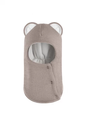 Зимова шапочка-шолом Corona.hm “Лев” із кнопками  капучіно