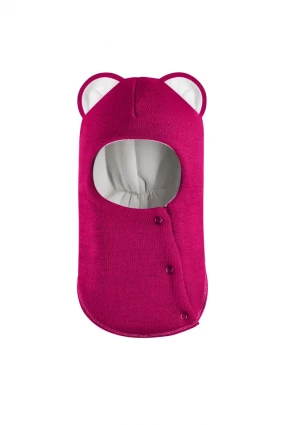 Зимова шапочка-шолом Corona.hm “Лев” із кнопками  малина