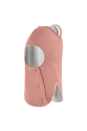 Зимова шапочка-шолом Corona.hm “Лев” із кнопками  пудра