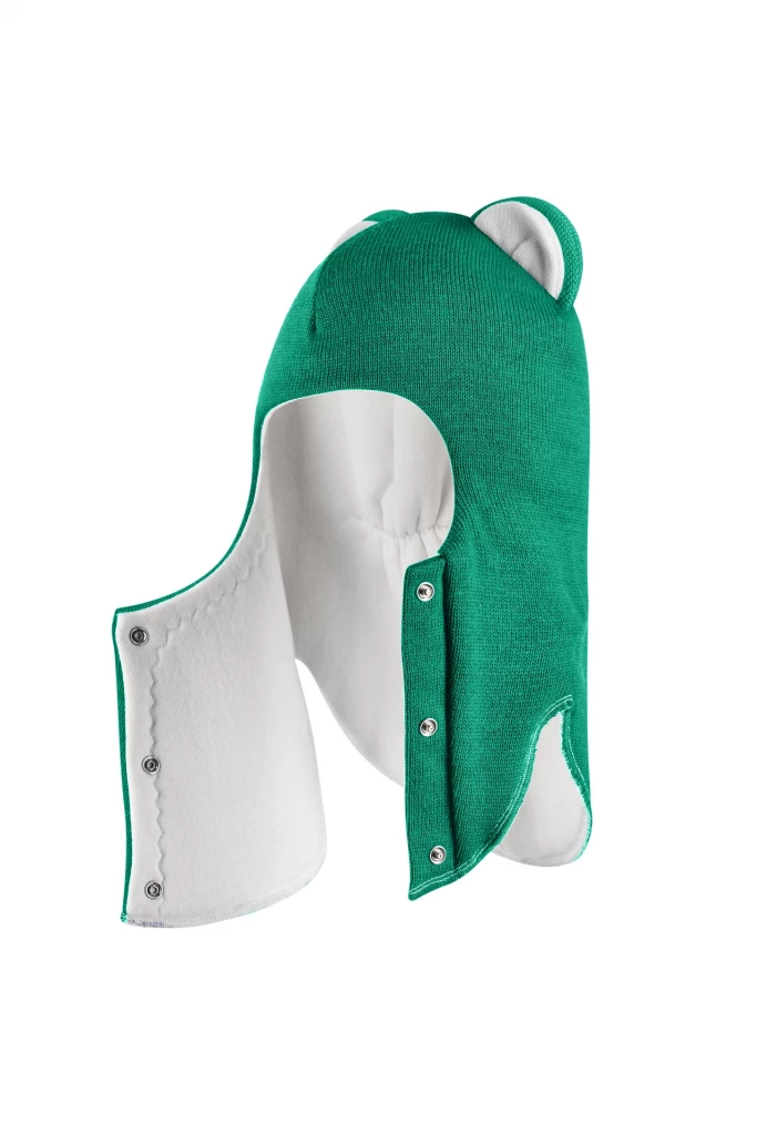 Зимова шапочка-шолом Corona.hm “Лев” із кнопками  смарагд